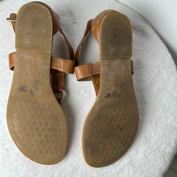 ANTONIO MELANI Tan Leather Buckle Sandals - Picture 8 of 12